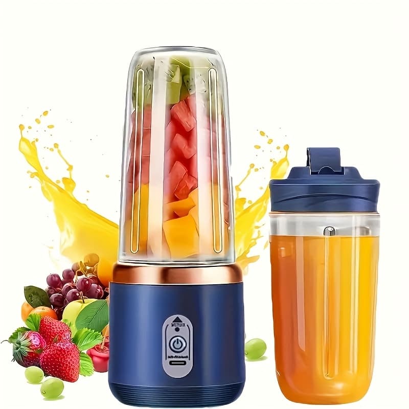 Six-Blade Juicing Cup + Summer Portable Outdoor Cup, Dual Cup, Detachable, Easy to Clean, for Making Fine Juice, Fruit Blender, Beverage Making Supplies, Suitable for Home, Outdoor Travel, Office, USB
