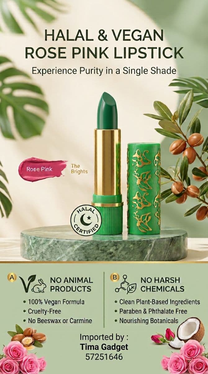 3 pcs Halal & Vegan Rose Pink Lipstick